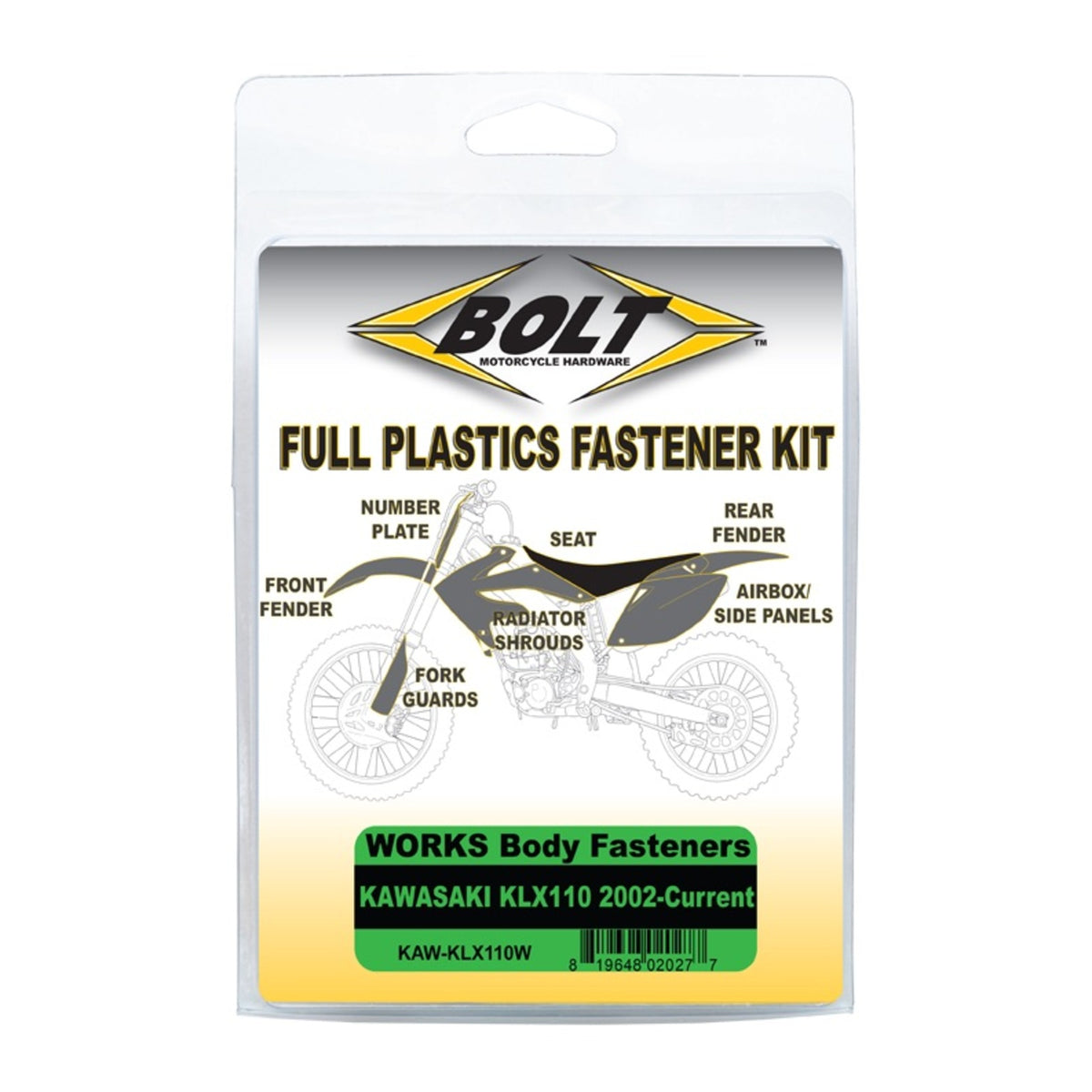 Bolt Body Work Fastener Kit Kawasaki KLX110 '02-Current (Works Kit)