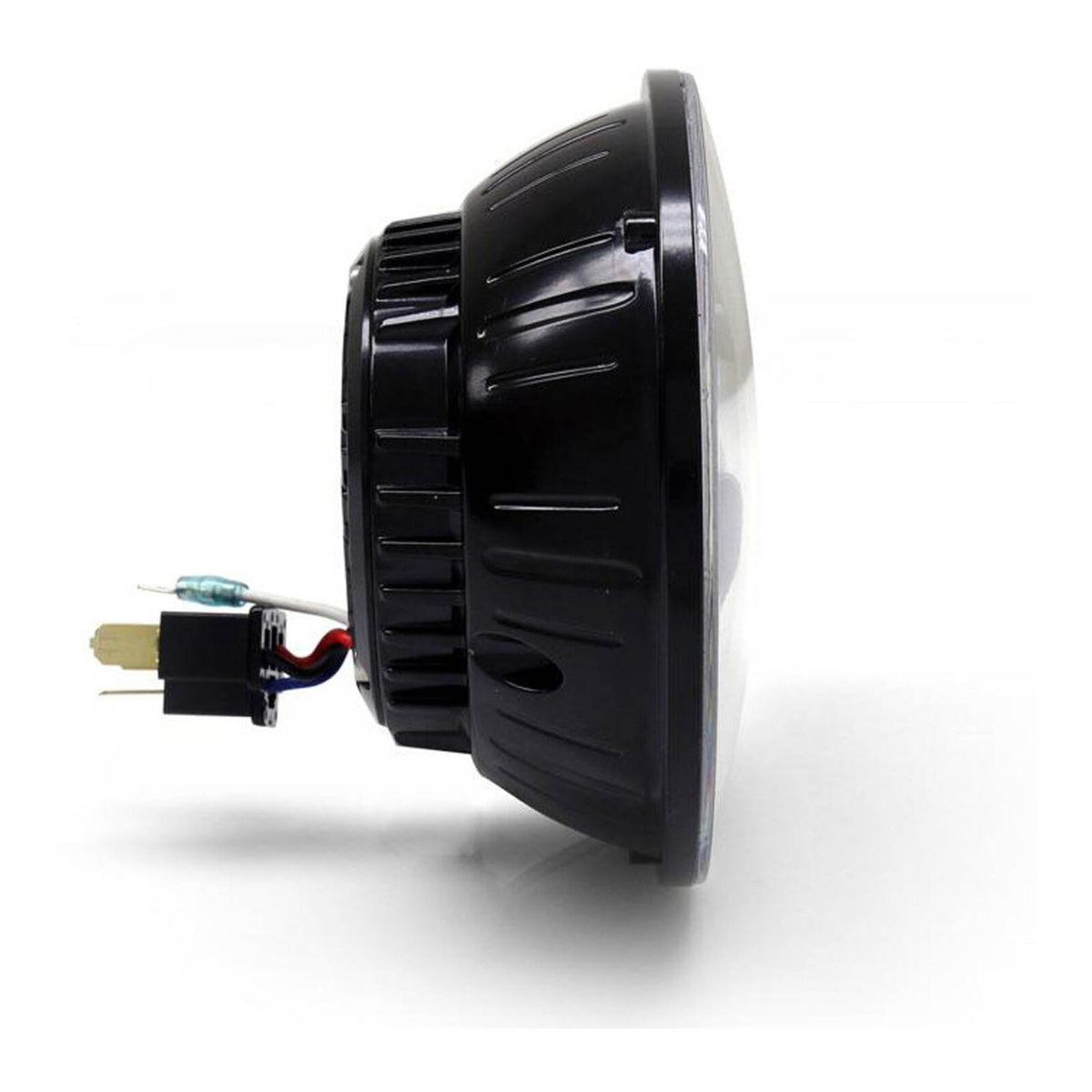 Denali M5 E-Mark LED Headlight Module, 5.75 Round, Black Chrome