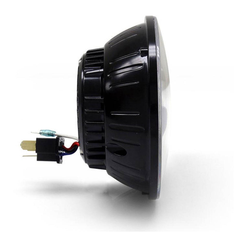 Denali M5 E-Mark LED Headlight Module, 5.75 Round, Black Chrome