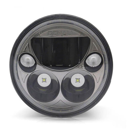 Denali M5 E-Mark LED Headlight Module, 5.75 Round, Black Chrome