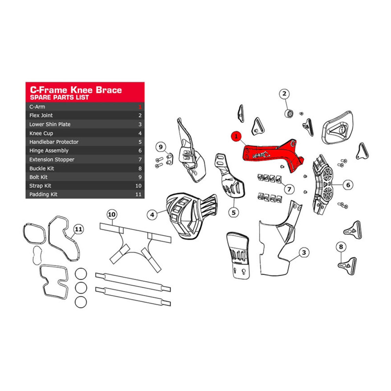 Leatt C-Frame C-Arm Aluminium - Forged Left