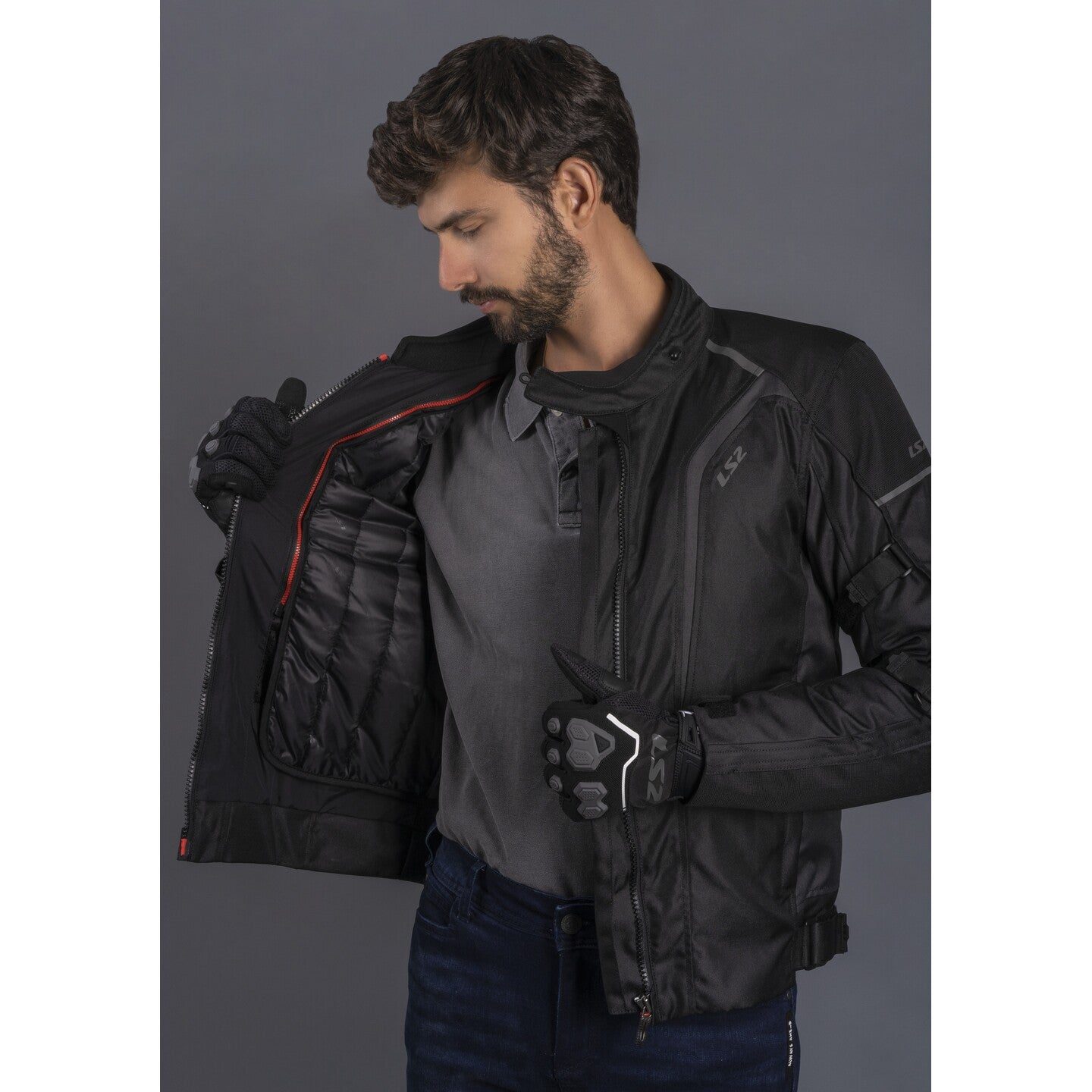 LS2 Sepang Men's Jacket - Black / Dark Grey