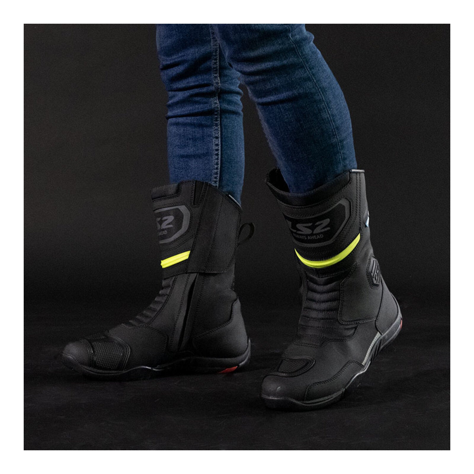 LS2 Goby Men's Waterproof Boots - Black / Hi-Vis Yellow