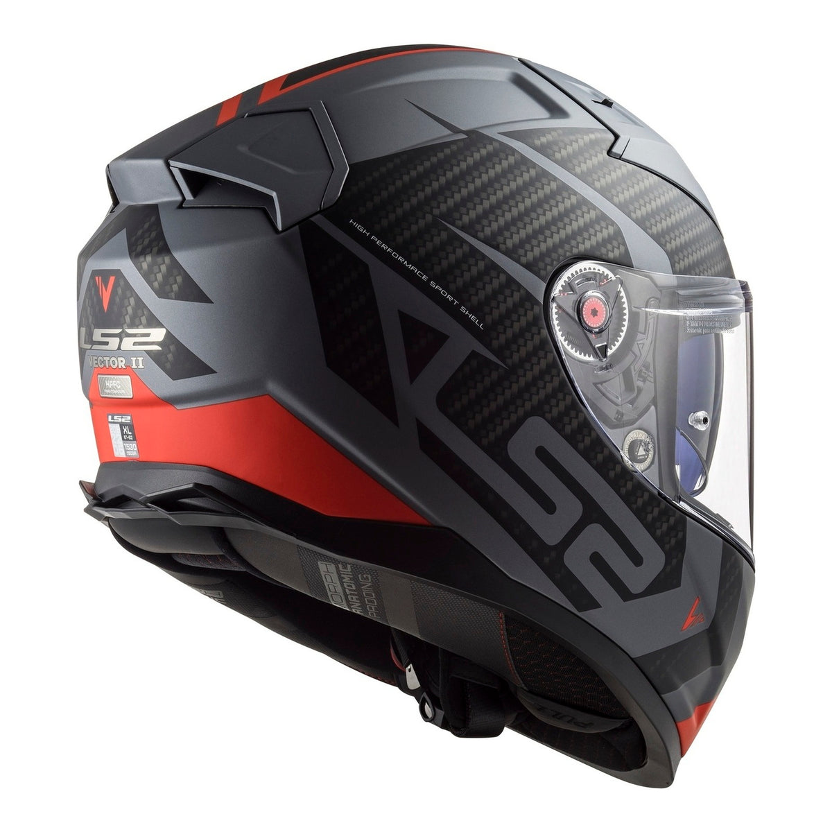 LS2 FF811 Vector II Splitter Helmets - Matte Titanium / Red