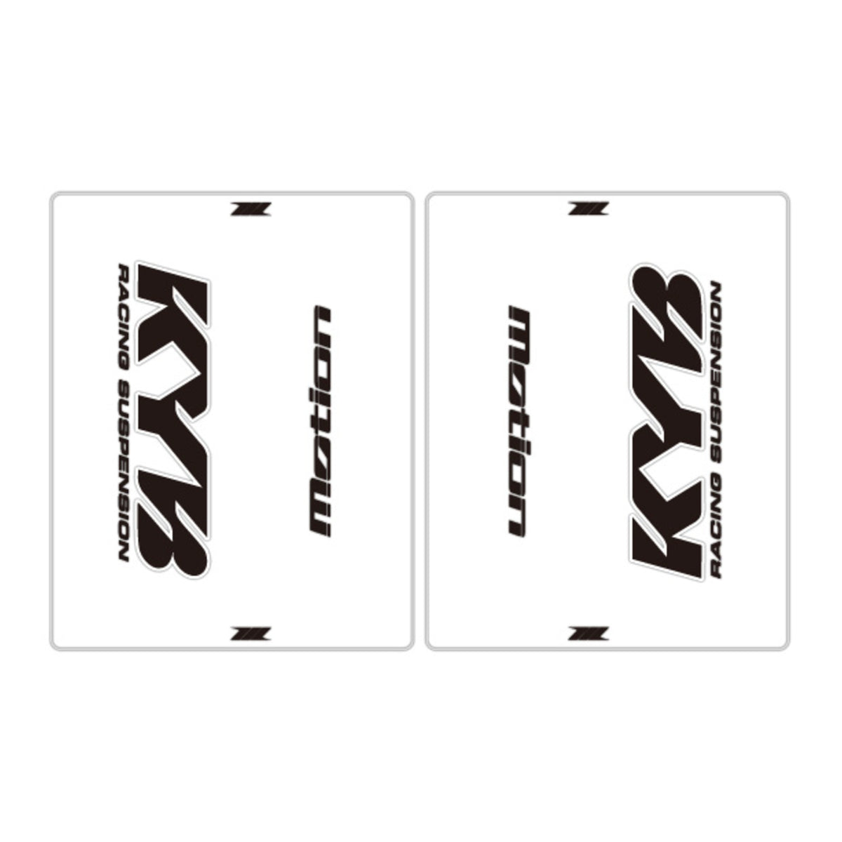 DRC Motion Front Fork Outer Decals - KYB14 (Clear / Black / White)