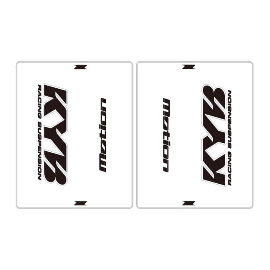 DRC Motion Front Fork Outer Decals - KYB14 (Clear / Black / White)