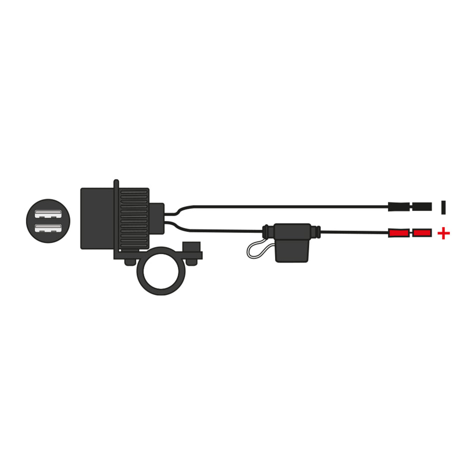 Oxford USB Dual Socket - Handlebar Mount