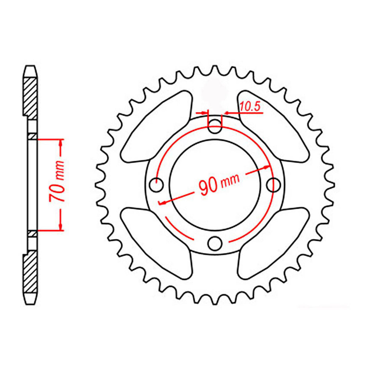 Sprocket Kit Honda CT110 - Single ratio/70mm Cntr-428KRO 15/45