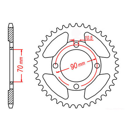 Sprocket Kit Honda CT110 - Single ratio/70mm Cntr-428KRO 15/45
