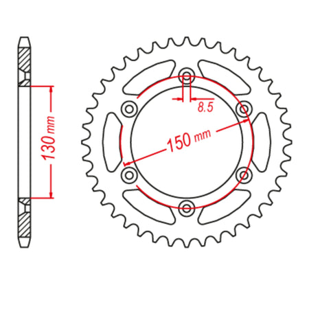 MTX 251 Hornet Lightweight Steel Rear Sprocket #520