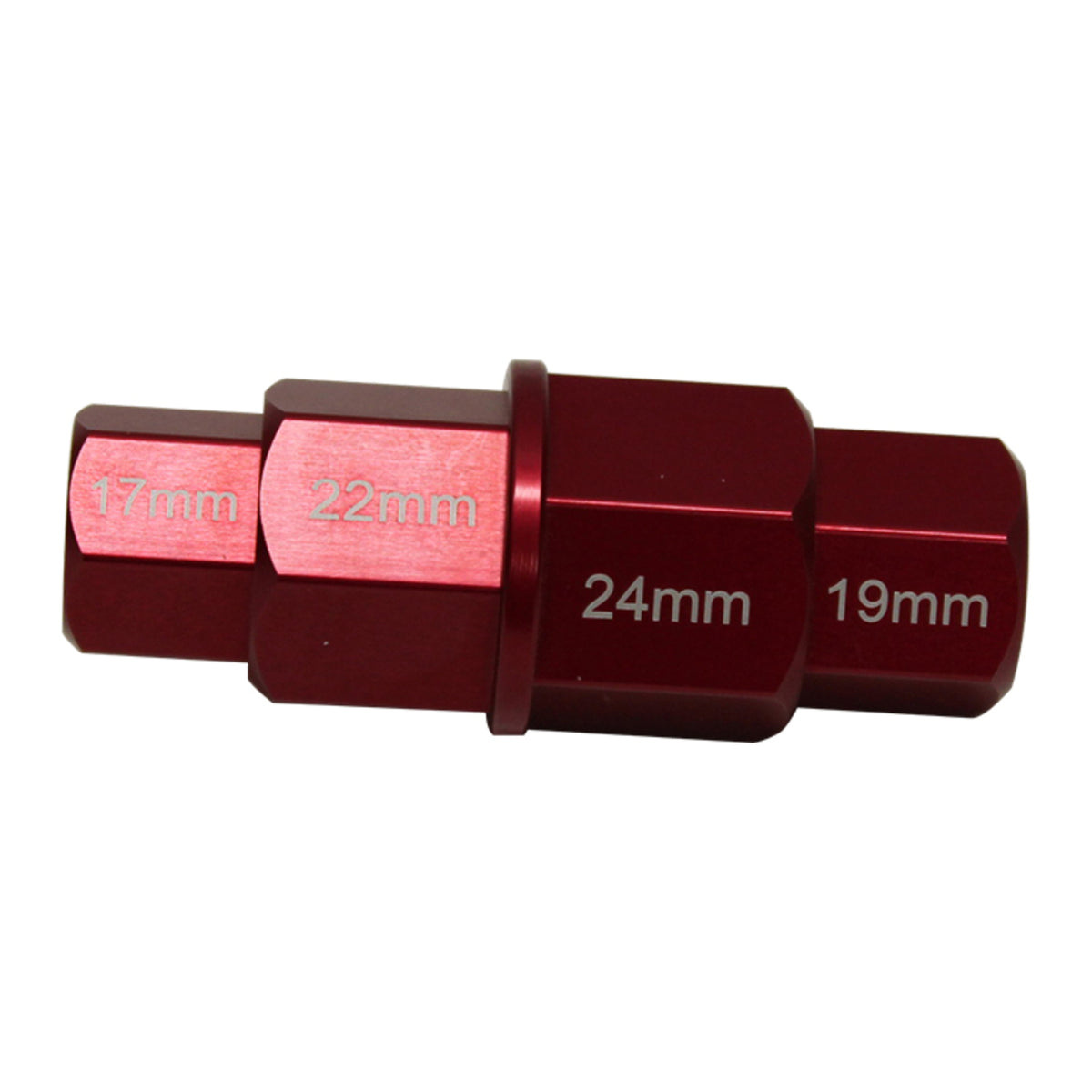 WHITES 4 IN 1 HEX AXLE TOOL ALU RED -17/19/22/24mm